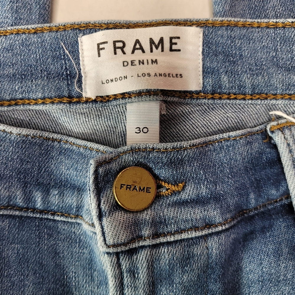 Frame Le High Raw Hem Stretch Skinny Jeans, Sz 30 - Picture 5 of 8